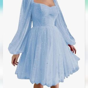DRESS SPARKLING soft Blue short Prom, Wedding, Graduation, Cocktail party